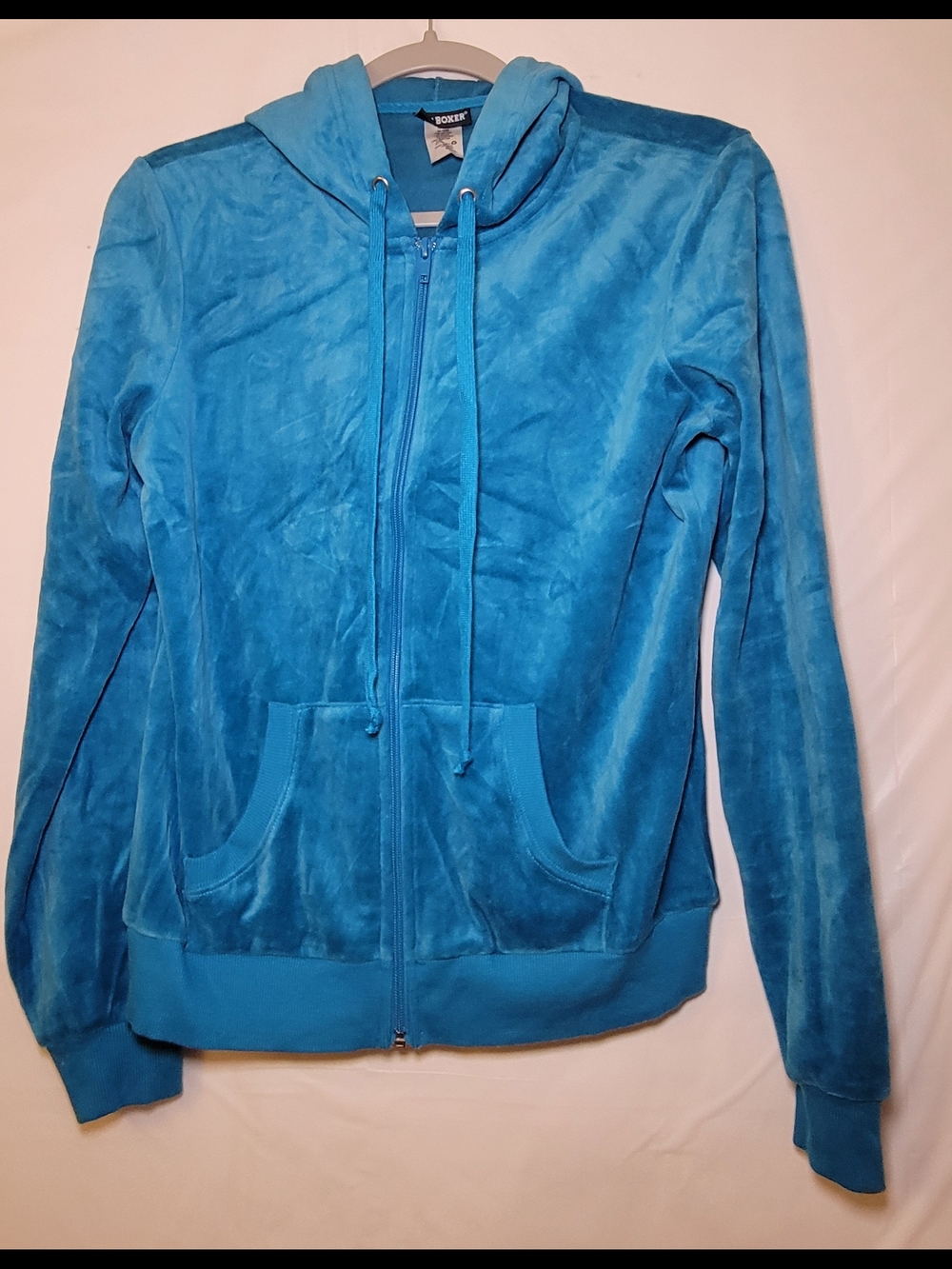 Joe Boxer Teal Blue Velour Zip-Up Hoodie